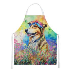 Collie Hippie Dawg Apron Cooking Kitchen Server Baking Crafts Gardening for Adult Women Men, Unisex, Large, Multicolor