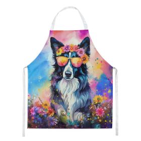 Border Collie Hippie Dawg Apron Cooking Kitchen Server Baking Crafts Gardening for Adult Women Men, Unisex, Large, Multicolor