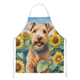 Lakeland Terrier in Sunflowers Apron Cooking Kitchen Server Baking Crafts Gardening for Adult Women Men, Unisex, Large, Multicolor