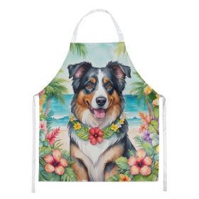 Australian Shepherd Luau Apron Cooking Kitchen Server Baking Crafts Gardening for Adult Women Men, Unisex, Large, Multicolor