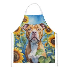 NEW Pit Bull Terrier in Sunflowers Apron Cooking Kitchen Server Baking Crafts Gardening for Adult Women Men, Unisex, Large, Multicolor