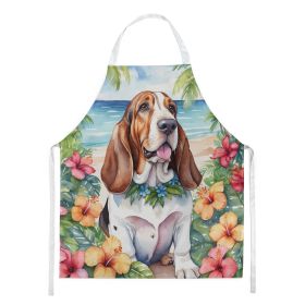 Basset Hound Luau Apron Cooking Kitchen Server Baking Crafts Gardening for Adult Women Men, Unisex, Large, Multicolor