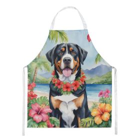 Greater Swiss Mountain Dog Luau Apron Cooking Kitchen Server Baking Crafts Gardening for Adult Women Men, Unisex, Large, Multicolor