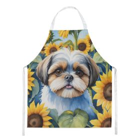 Shih Tzu in Sunflowers Apron Cooking Kitchen Server Baking Crafts Gardening for Adult Women Men, Unisex, Large, Multicolor