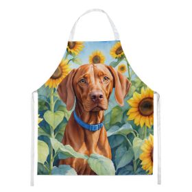 Vizsla in Sunflowers Apron Cooking Kitchen Server Baking Crafts Gardening for Adult Women Men, Unisex, Large, Multicolor