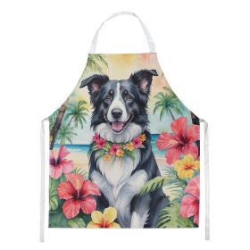 Border Collie Luau Apron Cooking Kitchen Server Baking Crafts Gardening for Adult Women Men, Unisex, Large, Multicolor