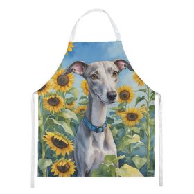 Whippet in Sunflowers Apron Cooking Kitchen Server Baking Crafts Gardening for Adult Women Men, Unisex, Large, Multicolor