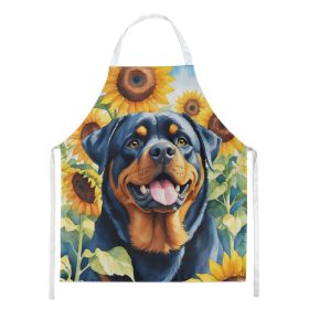 Rottweiler in Sunflowers Apron Cooking Kitchen Server Baking Crafts Gardening for Adult Women Men, Unisex, Large, Multicolor