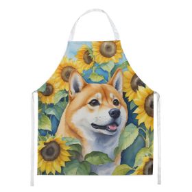 Shiba Inu in Sunflowers Apron Cooking Kitchen Server Baking Crafts Gardening for Adult Women Men, Unisex, Large, Multicolor