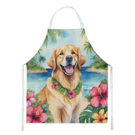 Golden Retriever Luau Apron Cooking Kitchen Server Baking Crafts Gardening for Adult Women Men, Unisex, Large, Multicolor