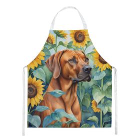 Rhodesian Ridgeback in Sunflowers Apron Cooking Kitchen Server Baking Crafts Gardening for Adult Women Men, Unisex, Large, Multicolor