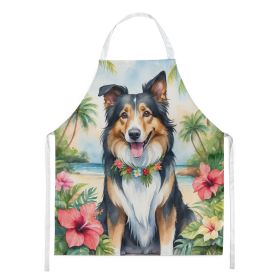 Collie Luau Apron Cooking Kitchen Server Baking Crafts Gardening for Adult Women Men, Unisex, Large, Multicolor