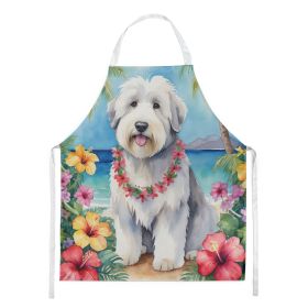 Old English Sheepdog Luau Apron Cooking Kitchen Server Baking Crafts Gardening for Adult Women Men, Unisex, Large, Multicolor