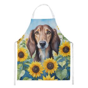 Saluki in Sunflowers Apron Cooking Kitchen Server Baking Crafts Gardening for Adult Women Men, Unisex, Large, Multicolor