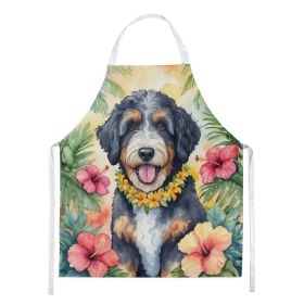 Bernedoodle Luau Apron Cooking Kitchen Server Baking Crafts Gardening for Adult Women Men, Unisex, Large, Multicolor