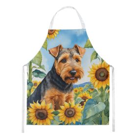 Welsh Terrier in Sunflowers Apron Cooking Kitchen Server Baking Crafts Gardening for Adult Women Men, Unisex, Large, Multicolor