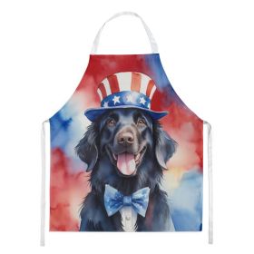 Flat-Coated Retriever Patriotic American Apron Cooking Kitchen Server Baking Crafts Gardening for Adult Women Men, Unisex, Large, Multicolor