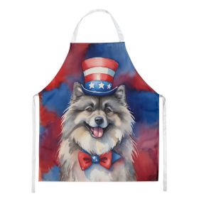 Keeshond Patriotic American Apron Cooking Kitchen Server Baking Crafts Gardening for Adult Women Men, Unisex, Large, Multicolor