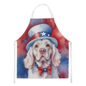 Clumber Spaniel Patriotic American Apron Cooking Kitchen Server Baking Crafts Gardening for Adult Women Men, Unisex, Large, Multicolor