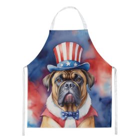 Bullmastiff Patriotic American Apron Cooking Kitchen Server Baking Crafts Gardening for Adult Women Men, Unisex, Large, Multicolor