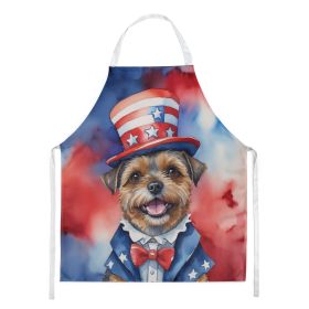 Border Terrier Patriotic American Apron Cooking Kitchen Server Baking Crafts Gardening for Adult Women Men, Unisex, Large, Multicolor