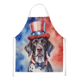 German Shorthaired Pointer Patriotic American Apron Cooking Kitchen Server Baking Crafts Gardening for Adult Women Men, Unisex, Large, Multicolor