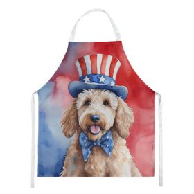 Goldendoodle Patriotic American Apron Cooking Kitchen Server Baking Crafts Gardening for Adult Women Men, Unisex, Large, Multicolor