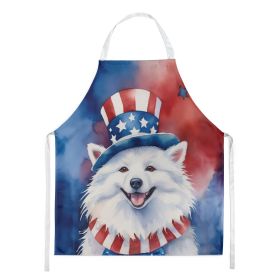 American Eskimo Patriotic American Apron Cooking Kitchen Server Baking Crafts Gardening for Adult Women Men, Unisex, Large, Multicolor