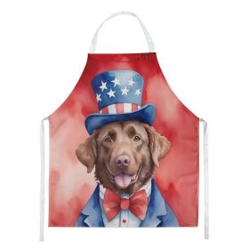 Chesapeake Bay Retriever Patriotic American Apron Cooking Kitchen Server Baking Crafts Gardening for Adult Women Men, Unisex, Large, Multicolor