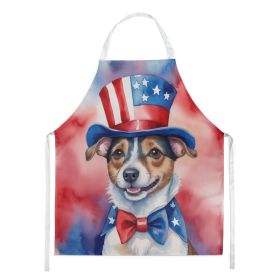 Jack Russell Terrier Patriotic American Apron Cooking Kitchen Server Baking Crafts Gardening for Adult Women Men, Unisex, Large, Multicolor