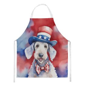 Bedlington Terrier Patriotic American Apron Cooking Kitchen Server Baking Crafts Gardening for Adult Women Men, Unisex, Large, Multicolor