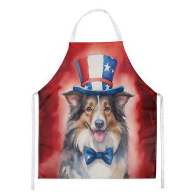 Collie Patriotic American Apron Cooking Kitchen Server Baking Crafts Gardening for Adult Women Men, Unisex, Large, Multicolor