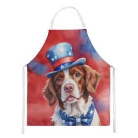 Brittany Spaniel Patriotic American Apron Cooking Kitchen Server Baking Crafts Gardening for Adult Women Men, Unisex, Large, Multicolor