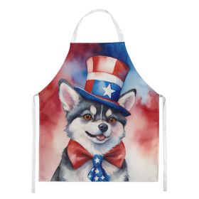 Alaskan Klee Kai Patriotic American Apron Cooking Kitchen Server Baking Crafts Gardening for Adult Women Men, Unisex, Large, Multicolor