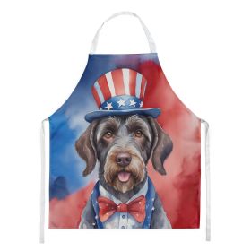 German Wirehaired Pointer Patriotic American Apron Cooking Kitchen Server Baking Crafts Gardening for Adult Women Men, Unisex, Large, Multicolor