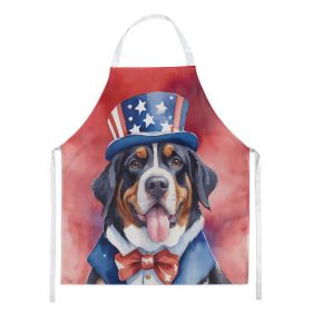 Greater Swiss Mountain Dog Patriotic American Apron Cooking Kitchen Server Baking Crafts Gardening for Adult Women Men, Unisex, Large, Multicolor