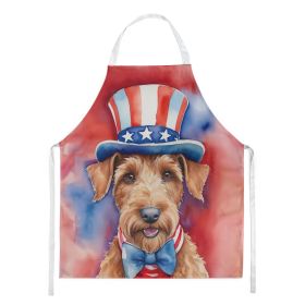 Irish Terrier Patriotic American Apron Cooking Kitchen Server Baking Crafts Gardening for Adult Women Men, Unisex, Large, Multicolor