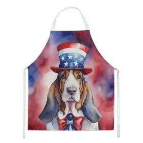 Basset Hound Patriotic American Apron Cooking Kitchen Server Baking Crafts Gardening for Adult Women Men, Unisex, Large, Multicolor