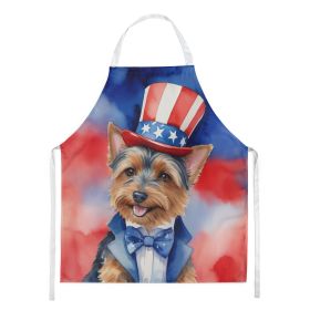 Australian Terrier Patriotic American Apron Cooking Kitchen Server Baking Crafts Gardening for Adult Women Men, Unisex, Large, Multicolor