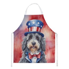 Bergamasco Sheepdog Patriotic American Apron Cooking Kitchen Server Baking Crafts Gardening for Adult Women Men, Unisex, Large, Multicolor