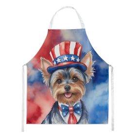 Yorkshire Terrier Patriotic American Apron Cooking Kitchen Server Baking Crafts Gardening for Adult Women Men, Unisex, Large, Multicolor