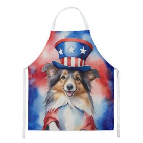 Sheltie Patriotic American Apron Cooking Kitchen Server Baking Crafts Gardening for Adult Women Men, Unisex, Large, Multicolor