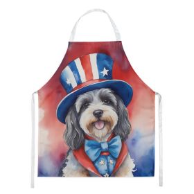 Tibetan Terrier Patriotic American Apron Cooking Kitchen Server Baking Crafts Gardening for Adult Women Men, Unisex, Large, Multicolor