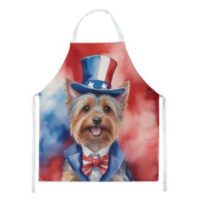 Silky Terrier Patriotic American Apron Cooking Kitchen Server Baking Crafts Gardening for Adult Women Men, Unisex, Large, Multicolor