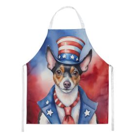 Rat Terrier Patriotic American Apron Cooking Kitchen Server Baking Crafts Gardening for Adult Women Men, Unisex, Large, Multicolor