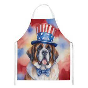 Saint Bernard Patriotic American Apron Cooking Kitchen Server Baking Crafts Gardening for Adult Women Men, Unisex, Large, Multicolor