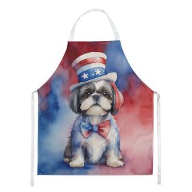 Shih Tzu Patriotic American Apron Cooking Kitchen Server Baking Crafts Gardening for Adult Women Men, Unisex, Large, Multicolor