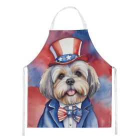 Lhasa Apso Patriotic American Apron Cooking Kitchen Server Baking Crafts Gardening for Adult Women Men, Unisex, Large, Multicolor