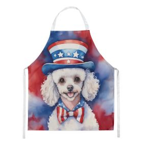 White Poodle Patriotic American Apron Cooking Kitchen Server Baking Crafts Gardening for Adult Women Men, Unisex, Large, Multicolor