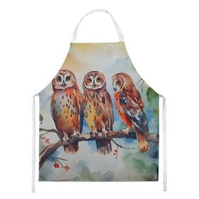 Owls Apron Cooking Kitchen Server Baking Crafts Gardening for Adult Women Men, Unisex, Large, Multicolor